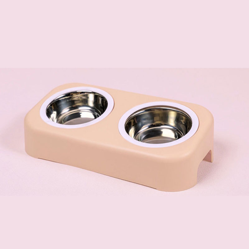 New Tilting Stainless Steel Simple Pet Double-layer Bowl for Cats and Dogs Candy Color for Eating and Drinking Integrated Plastic Pet Food Bowl