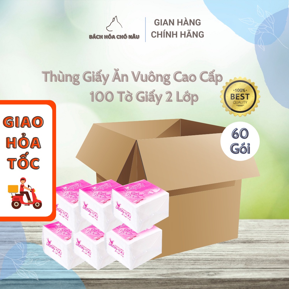 Thùng 60 Gói Khăn Giấy Ăn Bless You À La Vie 100 Tờ 2 Lớp 23x23cm Cao Cấp Tiết Kiệm cho Gia Đình [Hàng Mới Chính Hãng]