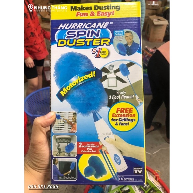 Chổi Lau Bụi Tự Động Spin Duster VS-5092 - Đầu Chổi Công Nghệ Tĩnh Điện Lau Bụi Cực Tốt - Pin Sạc Tích Điện