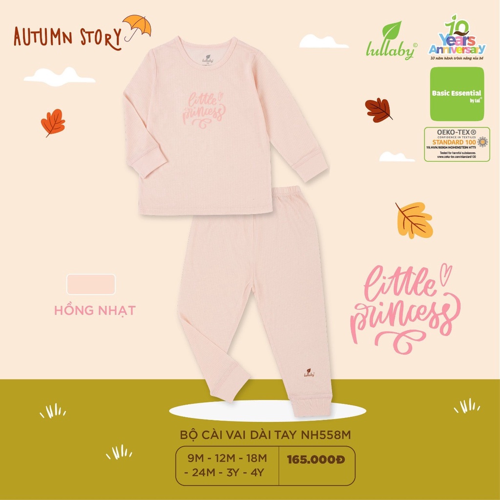 [CHÍNH HÃNG] Bộ quần áo cài vai dài tay chất liệu sợi tre họa tiết trẻ em Lullaby