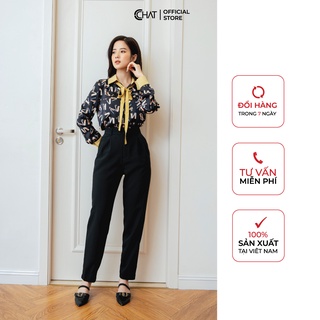 Áo sơ mi hoạ tiết cổ măngsec CCHAT