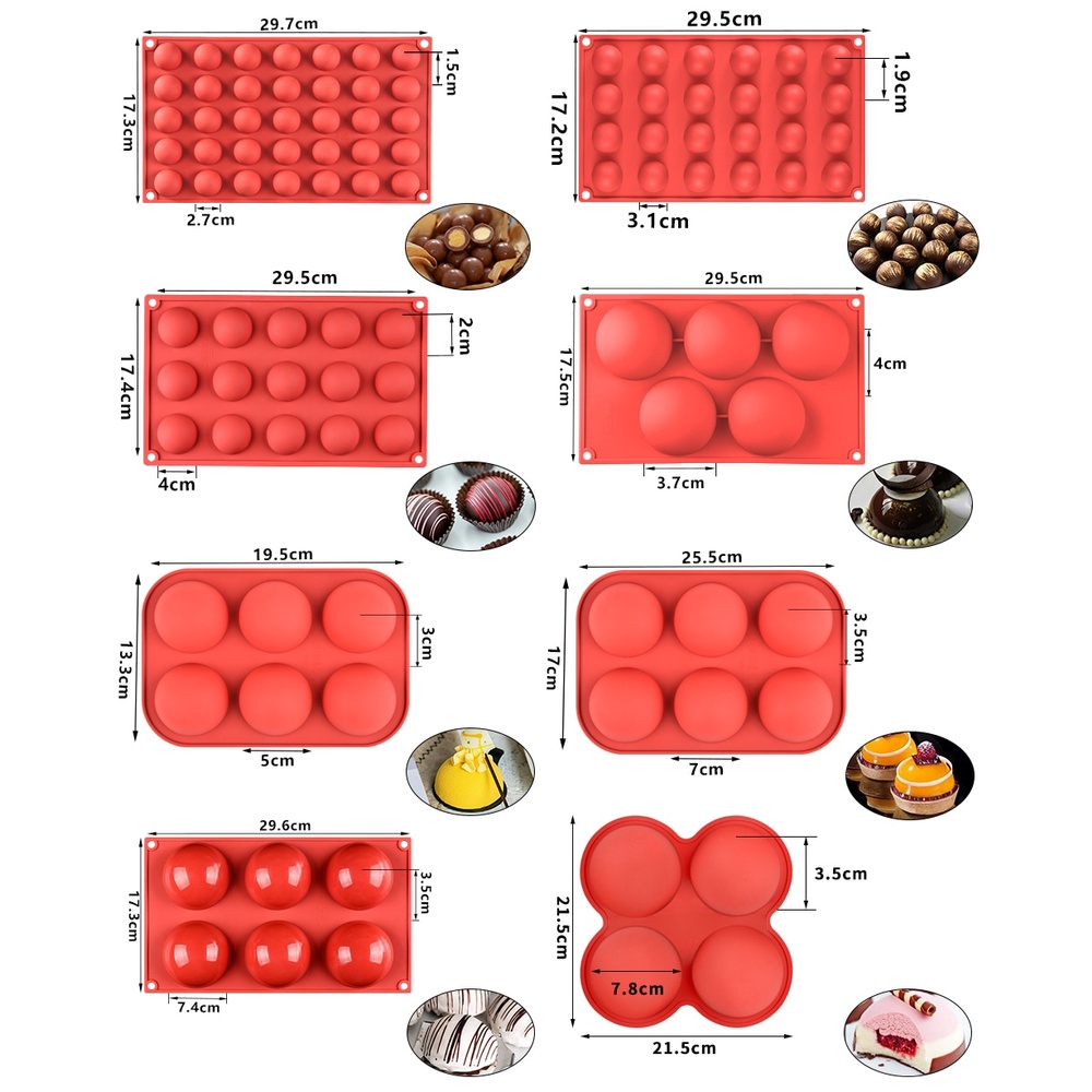 Bán Cầu Khuôn Silicon Cho  Làm Bánh Giáng Sinh chocolate Bombs Phù Kẹo Caramel Ca Cao Bom Mái Vòm Bánh Mousse