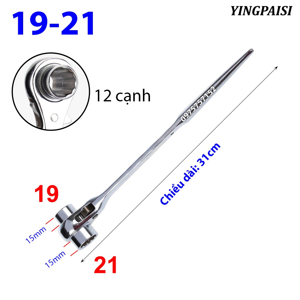 Cờ lê đuôi chuột trắng 19-21 mm, cờ lê giàn giáo tự động YINGPAISI thép CR-V, tuýp giàn giáo đa năng 2 đầu (Màu trắng)