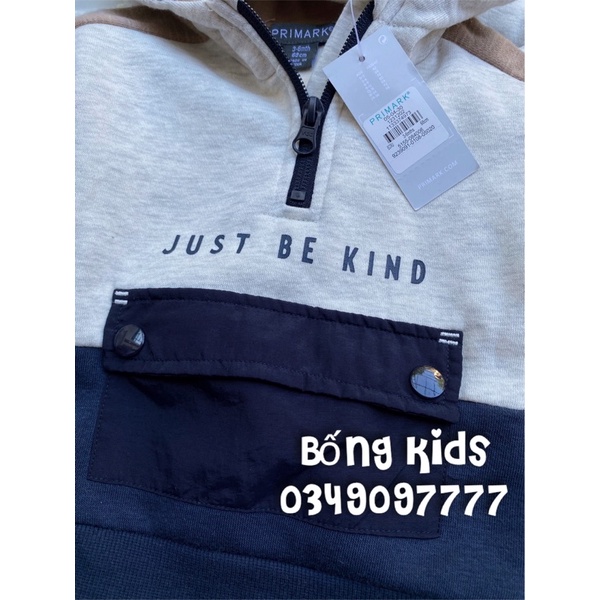 Bộ Nỉ Hoodie Bé Trau Phối Màu Just Be Kind PR