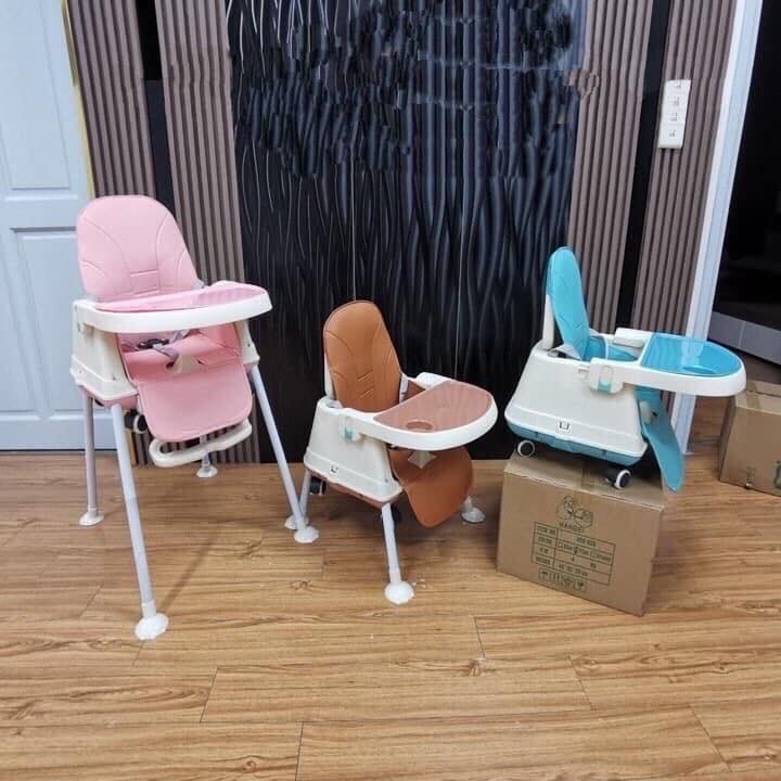 GHẾ ĂN DẶM GẤP GỌN HANBEI ĐIỀU CHỈNH 3 MỨC ĐỘ CAO (KÈM BỘ ĐỆM VÀ BÁNH XE )