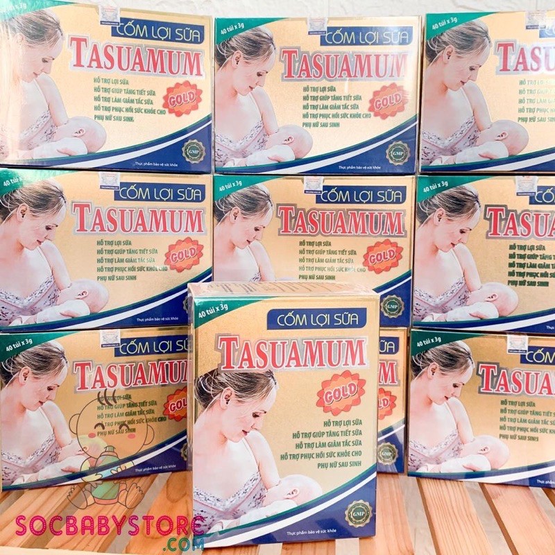 Tasuamum Gold cốm lợi sữa hộp 40 gói 3g