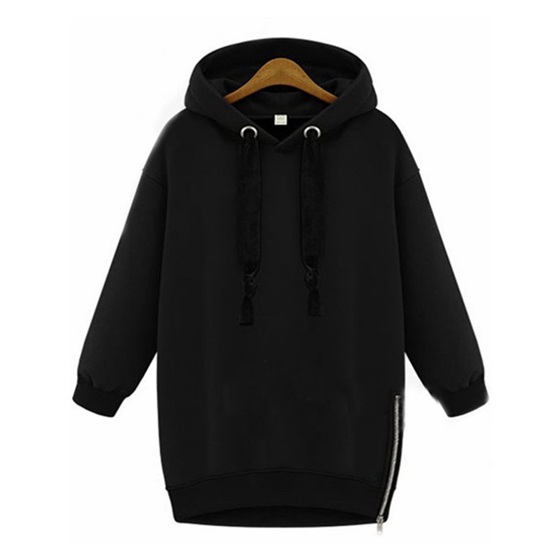 Áo hoodie form rộng phối dây kéo thiết kế cá tính dành cho nữ