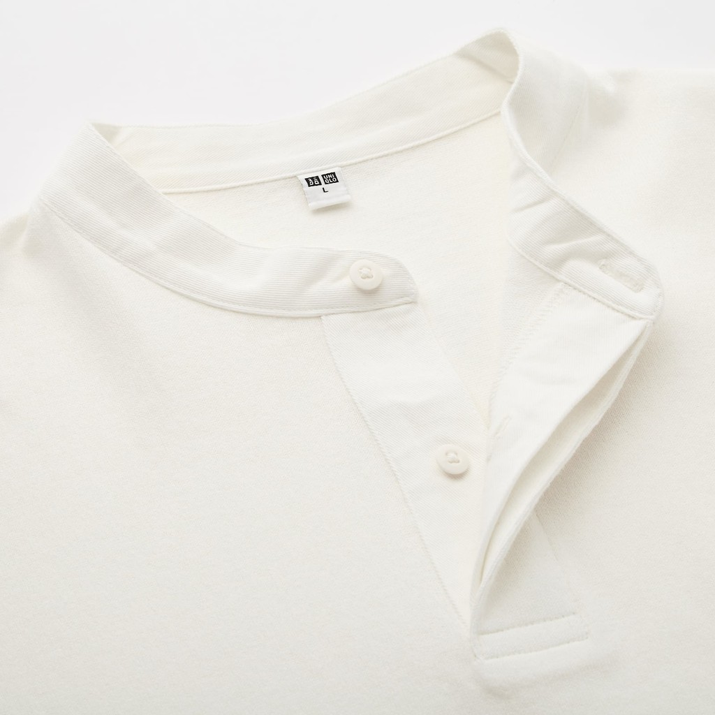 (UNI Nhật chính hãng) Áo cổ tàu mở cúc dài tay (nam nữ) Stand Collar Long-Sleeve T-shirt | BigBuy360 - bigbuy360.vn