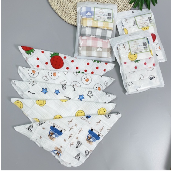 Sét 5 khăn sợi tre nhăn cao cấp Wooyi 4.9