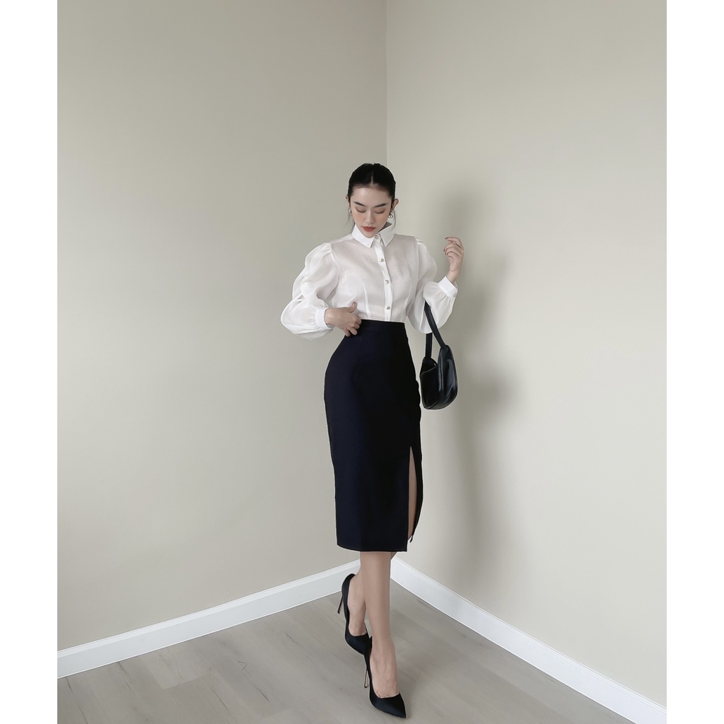 Set Sơ Mi Trắng Chân Váy Đen Công Sở -K822
