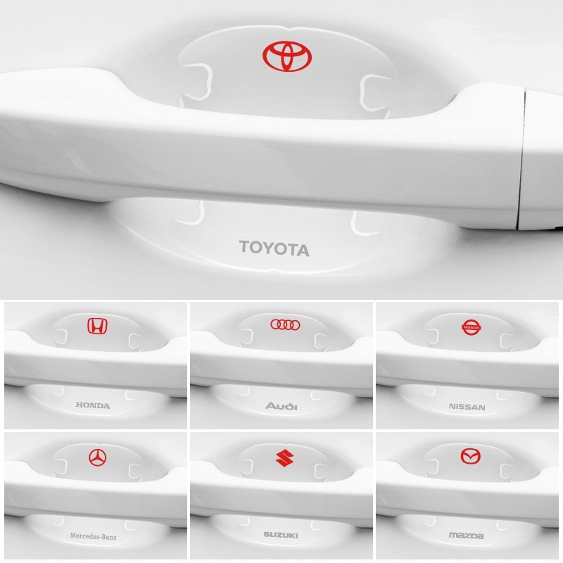 Miếng Dán Silicon Trong Suốt Chống Trầy Xước Bảo Vệ Hõm Cửa, Tay Nắm Cửa, Gương Hậu Ô Tô Xe Hơi Có Logo