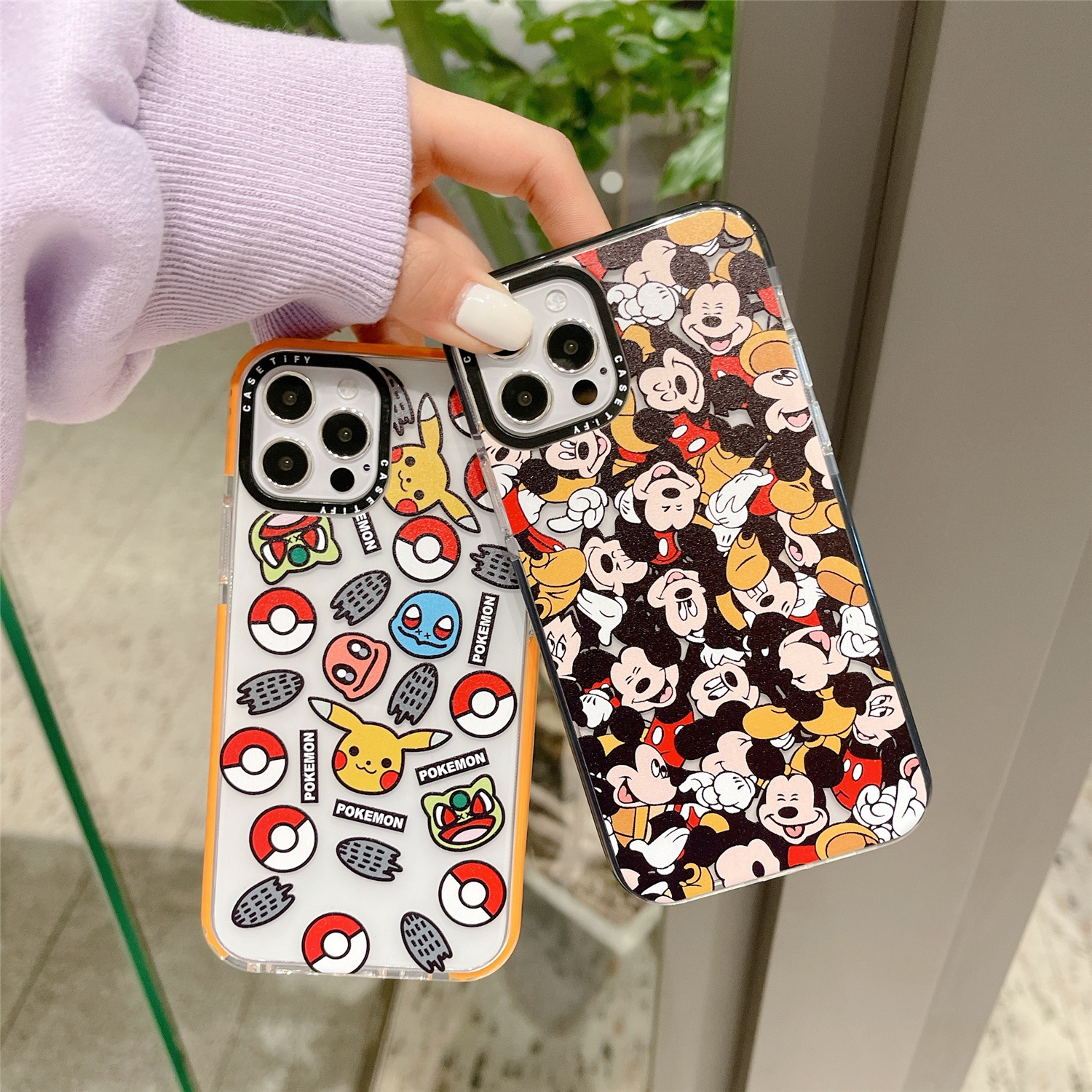 Casetify Phone Case iPhone 11 12 Pro Max 7 8 Plus SE 2020 X XS MAX XR High Quality TPU Soft Silicone Transparent Back Cover iPhone 12 Mini Cartoons Mickey Pokémon Pattern Casing