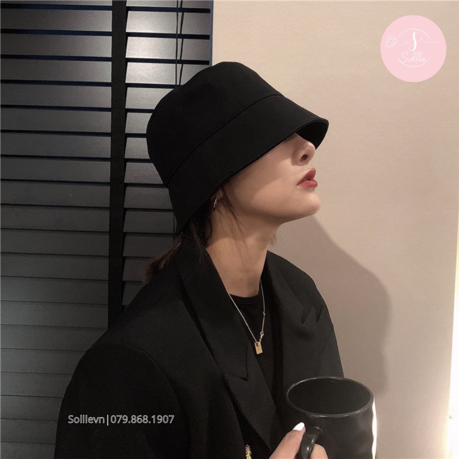 Mũ bucket vành cụp Sollle trơn phong cách Ulzzang Unisex M02