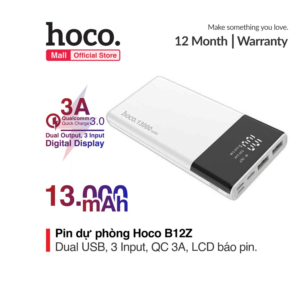 Sạc Dự Phòng Hoco B12Z Superior 13000mAh Màn hình LCD Hiển Thị