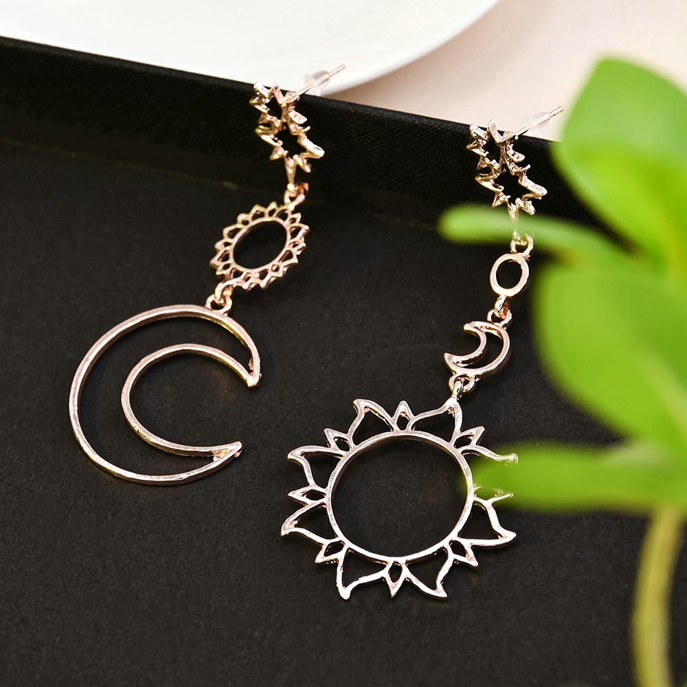 Bông tai tạo hình mặt trăng mặt trời xinh xắn cho nữ