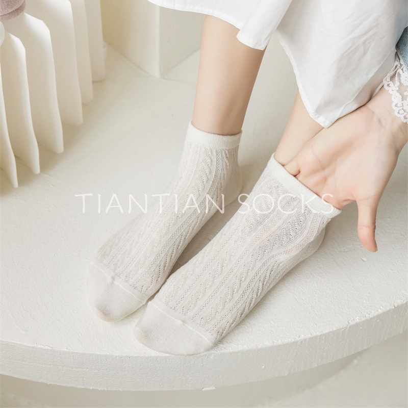 TIANTIAN T205 Vớ Cotton Cổ Thấp tất  nữ cổ ngắn Màu Trơn Đơn Giản Dễ Phối Đồ Phong Cách Nhật Bản Cho Nữ