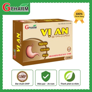 Thực phẩm bảo vệ sức khỏe Viên uống Hỗ trợ giảm đau dạ dày, tá tràng VỊ AN hộp 60 viên
