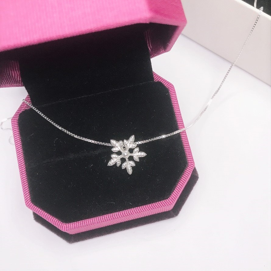 Dây chuyền bạc ta mặt hoa tuyết đính đá Evasilver, vòng cổ bạc ta cực đẹp và sáng bóng