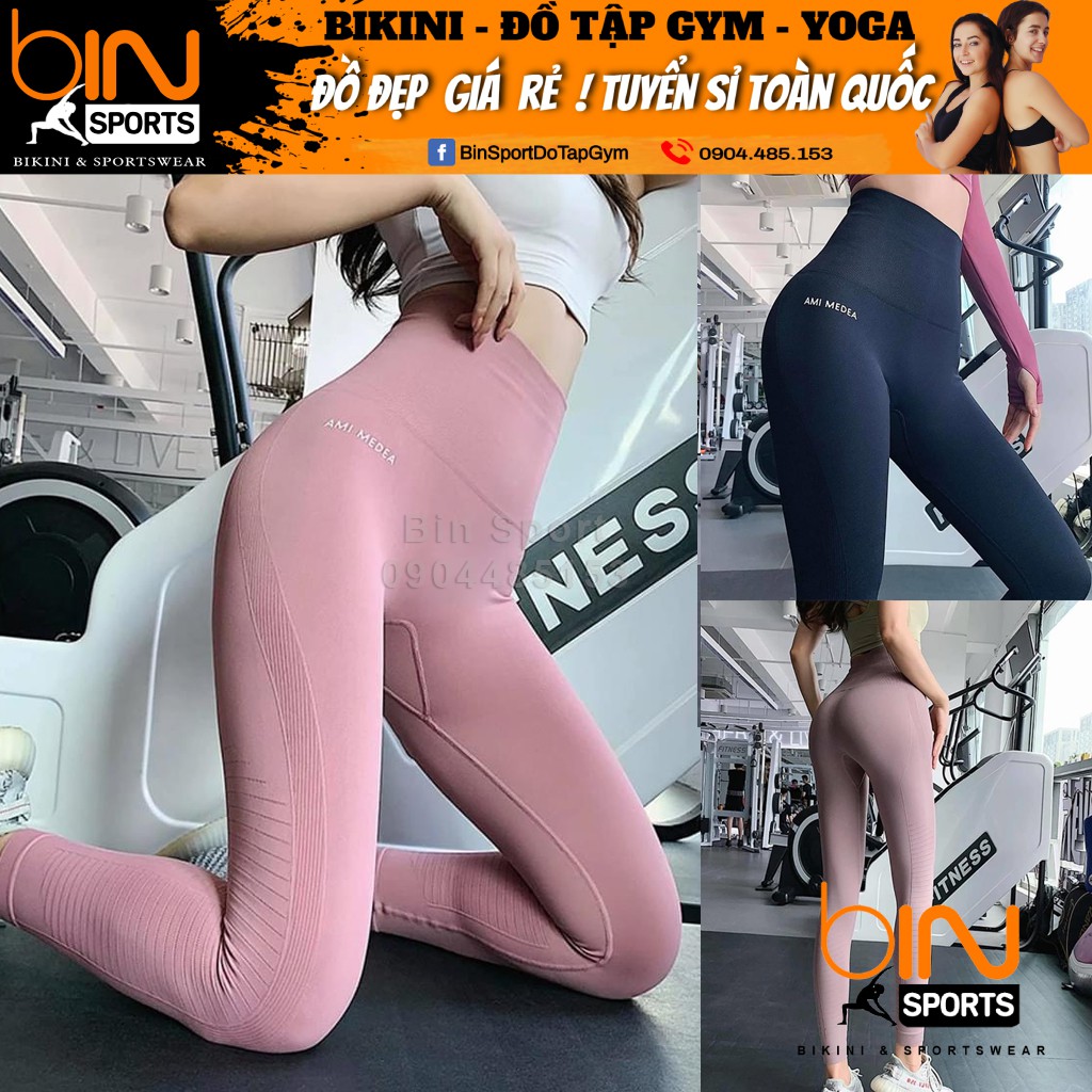 Quần Tập Gym Nữ, Quần Dệt AmiMedia Cao Cấp Bin Sports Q091