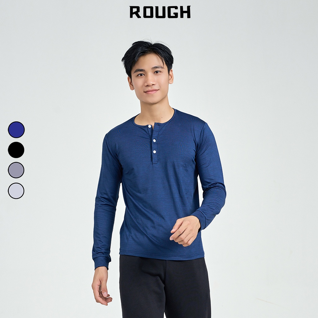 Áo thun dài tay giữ nhiệt cổ tròn khuy cài ROUGH