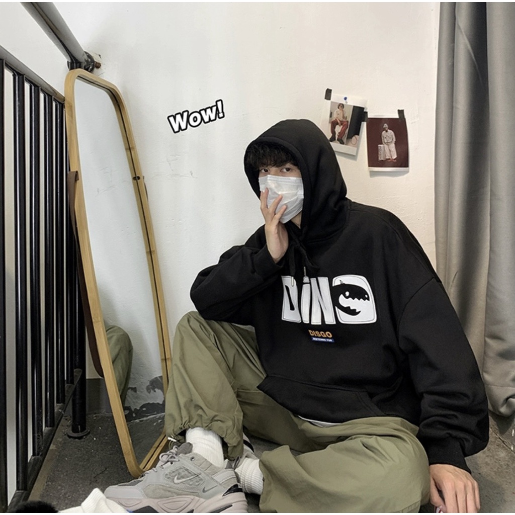 Hoddie, áo nỉ cổ tròn form rộng thụng in hình Dino unisex phong các Ulzzang | WebRaoVat - webraovat.net.vn