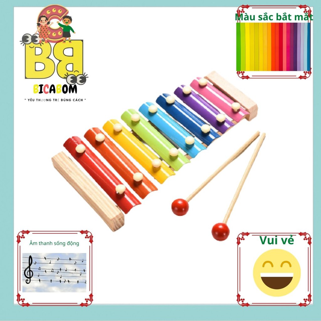 Đồ chơi giáo dục sớm cho bé đàn xylophone 8 thanh Bicabom Bc17