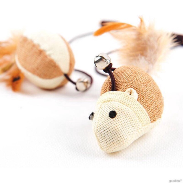 Cần Câu Mèo Cán Gỗ Đồ Chơi Vui Nhộn - Cây Vờn Mèo Hoạt Động