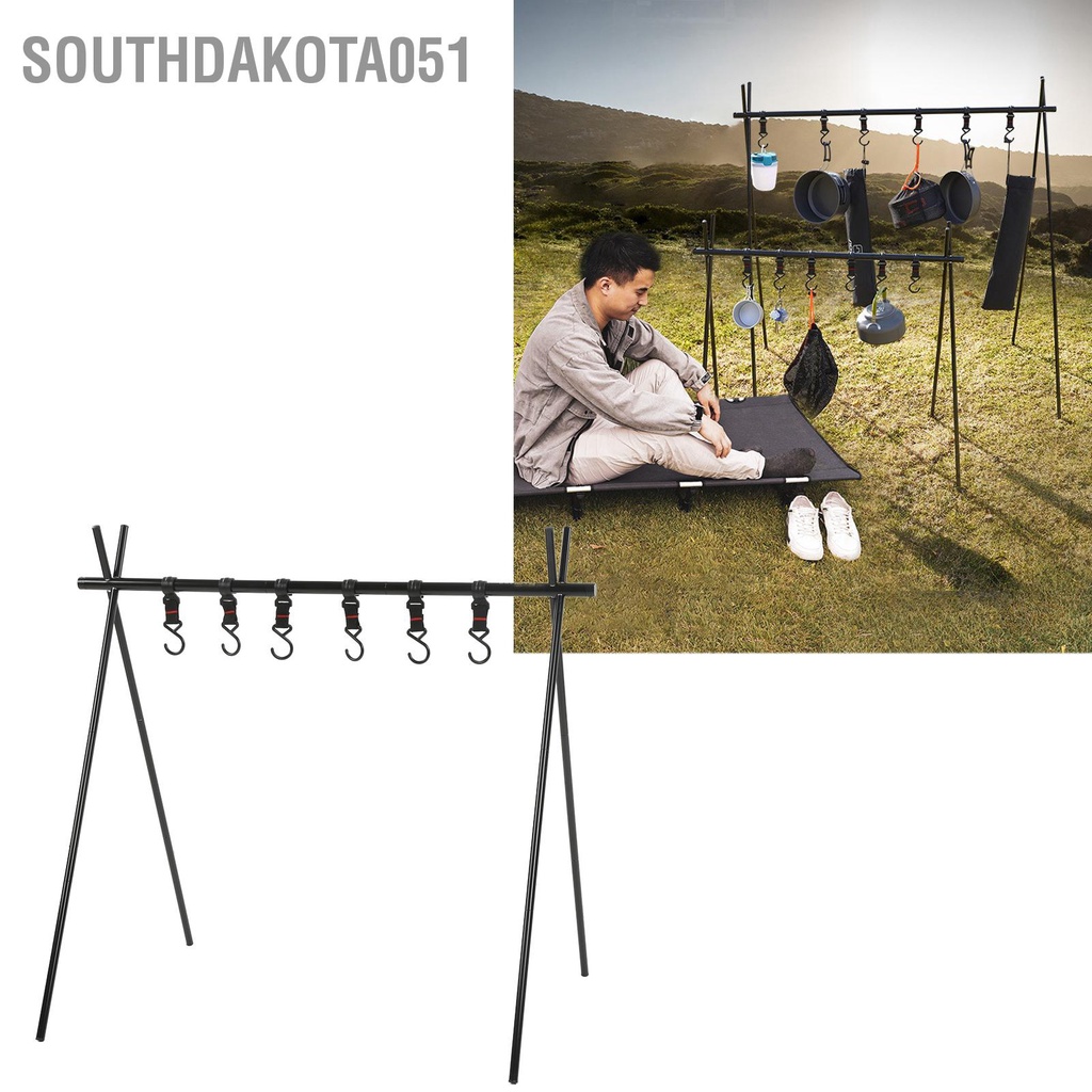 Hàng HOT Giá treo đồ dã ngoại Cắm trại, giá tam giác có thể xếp gọn 6kg Chịu tải Hợp kim nhôm Di động với 6 móc dây【Southdakota051】