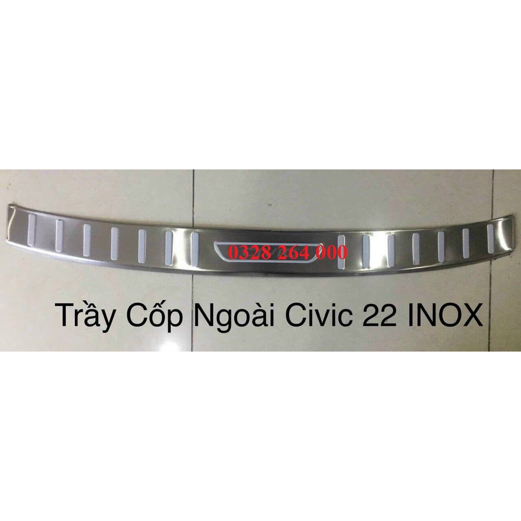 Chống trầy cốp trong, ngoài xe Honda Civic 2022 - 2023 chất liệu Inox sáng bóng