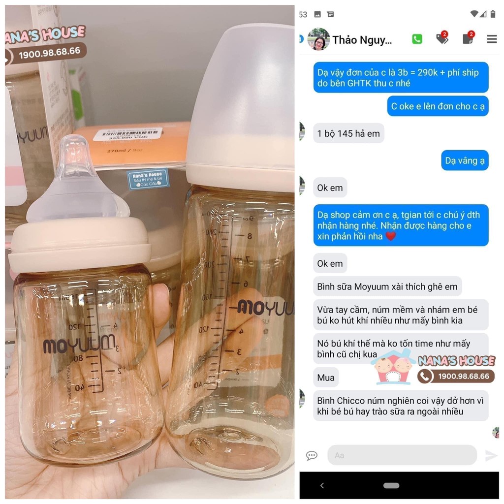 Bình sữa Moyuum Hàn Quốc cho bé size 170ml/270ml shop Nana's House