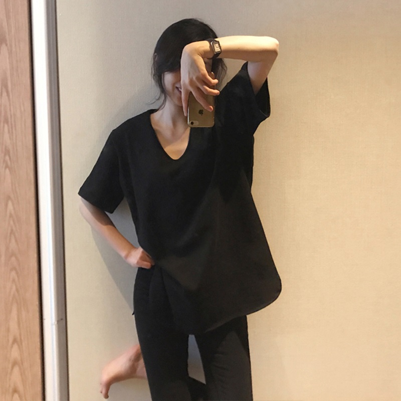 Áo Thun Tay Ngắn Màu Trơn Thời Trang Mùa Hè Cho Nữ