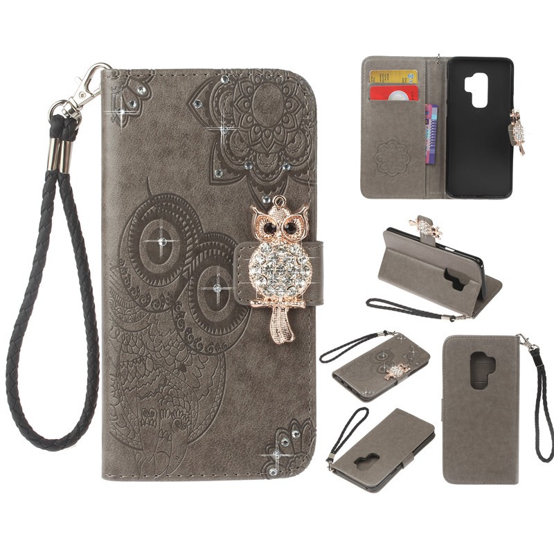 Rhinestone Owl Phone Case For Samsung S9 S9 Plus S8 S8 Plus Leather Phone Cover | BigBuy360 - bigbuy360.vn