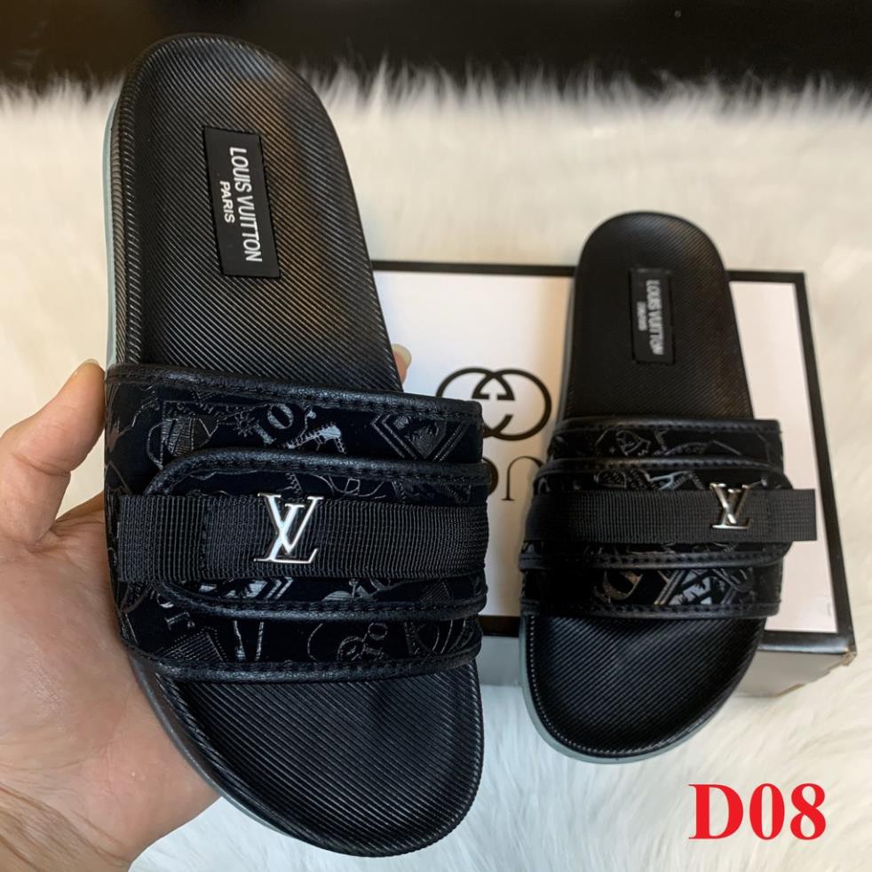 Dép nam 💖𝐅𝐑𝐄𝐄𝐒𝐇𝐈𝐏💖 dép nam LV, dép quai ngang, đế cao su Full size Nam mã DG08