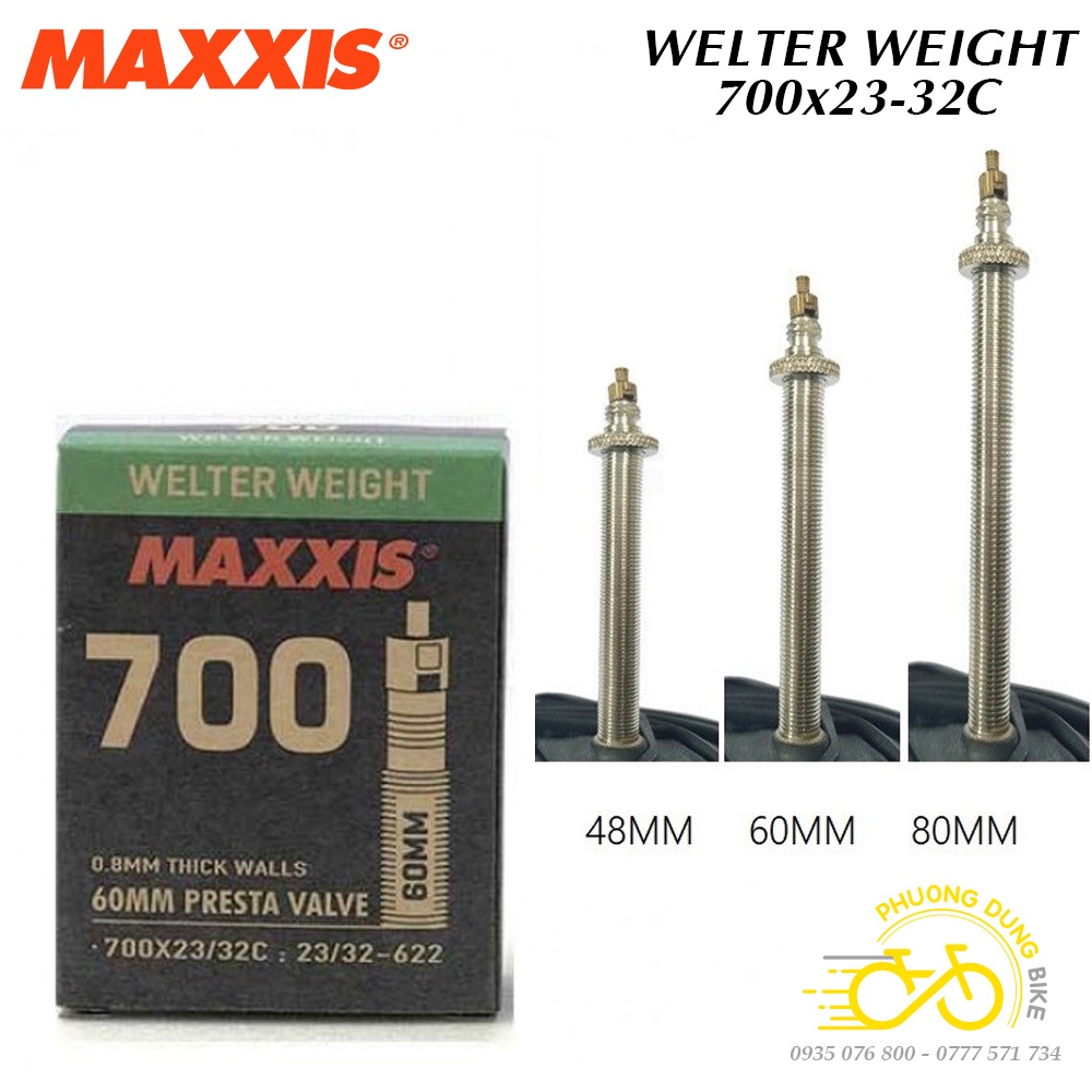 Ruột (Săm) xe đạp siêu nhẹ MAXXIS Welter Weight 700x23-32C Van Pháp - Van Xe đạp