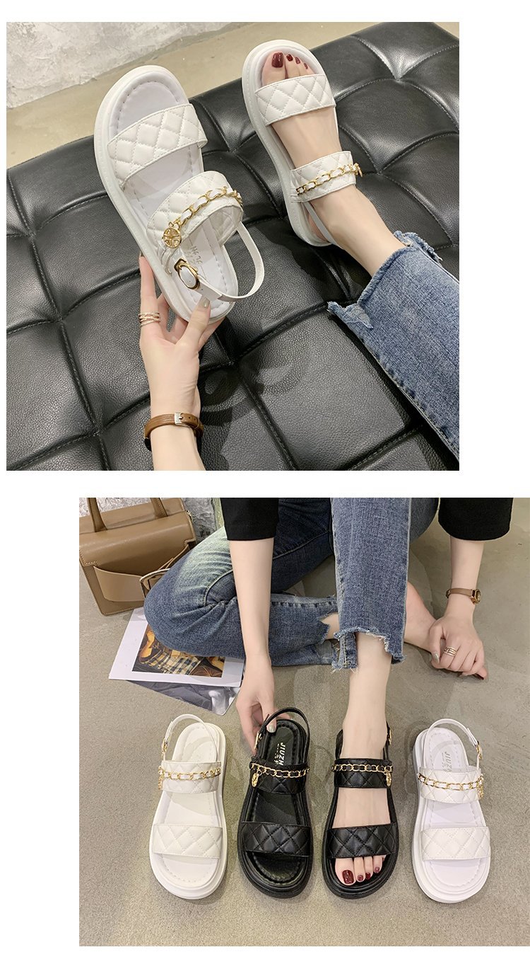 [Giá hủy diệt] Sandal Nữ Quai Ngang Đế Bánh Mì Quai Phối May Chỉ Thời Trang Hàn Quốc