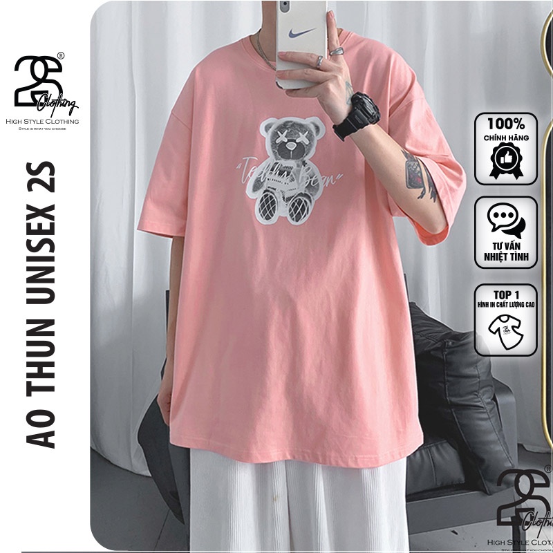 Áo Thun Basic Trơn Missout 2S Clothing, Áo Phông Tay Lỡ Form Rộng Nam Unisex Màu Hồng In Hình DK13