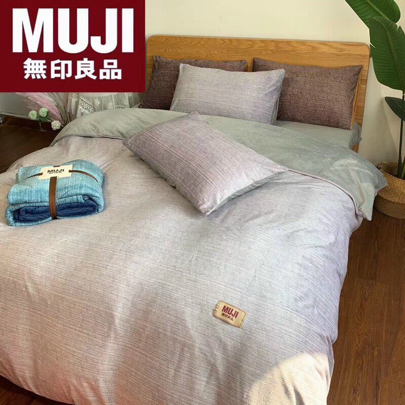 [CHÍNH HÃNG] &quot;BÁN LỖ XIN 5 SAO&quot; - Chăn ga gối nỉ Muji nhập khẩu Nhật cao câp - 4 món