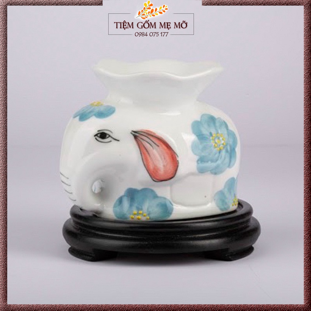 Đèn điện xông tinh dầu hình thú sứ thấu quang gốm sứ Bát Tràng - Đèn voi