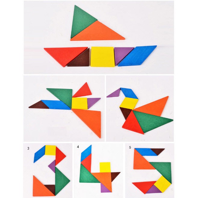 Trí Uẩn Tangram Bộ Ghép 7 Hình Bằng Gỗ Cho Bé Loại To 15*15cm