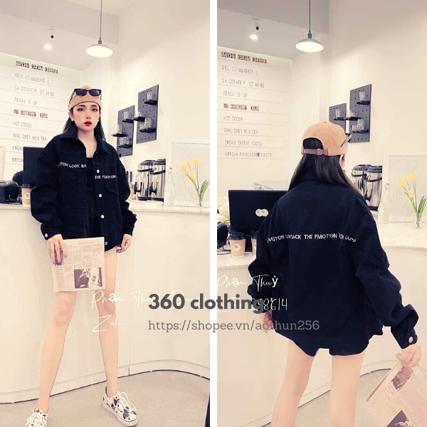 Áo khoác kaki nam nữ unisex TEXT ngang ngực form rộng đen basic, áo sơ mi kaki dài tay nữ thu đông Ulzzang streetwear -
