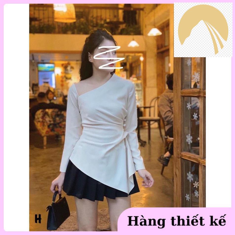 ( Hàng cao cấp ) Áo nữ xinh tay phồng kết hạt lệch vai sang chảnh [KÈM ẢNH THẬT]