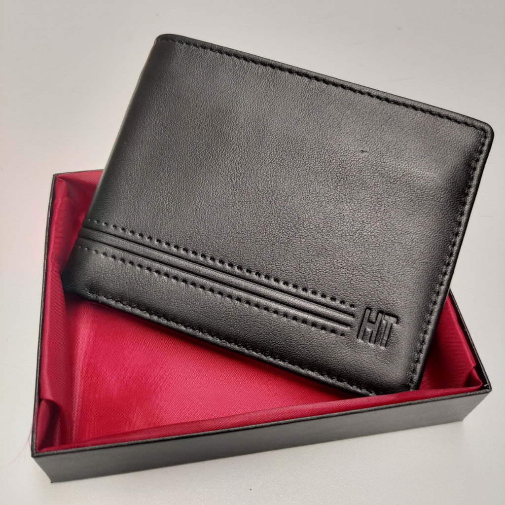 Ví Nam Da Bò HT Bóp Da Nam Cao Cấp Dáng Ngang Sang Trọng Có Hộp Quà Tặng  - DA_HT