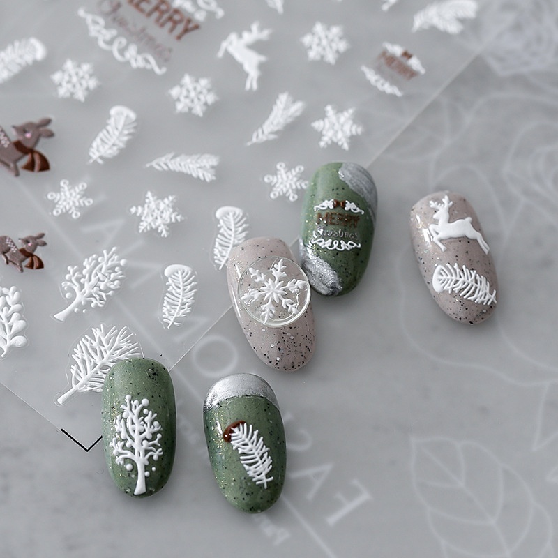 Sticker Dán Móng Họa Tiết Giáng Sinh 5D Dễ Thương Bắt Mắt