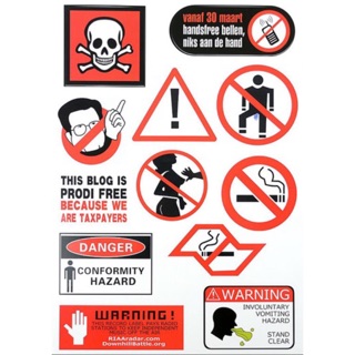 Set sticker pvc chống nước hình biển báo warning