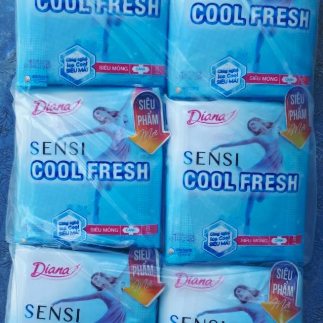 Lốc 6 gói Diana sensi cool fresh siêu mỏng cánh