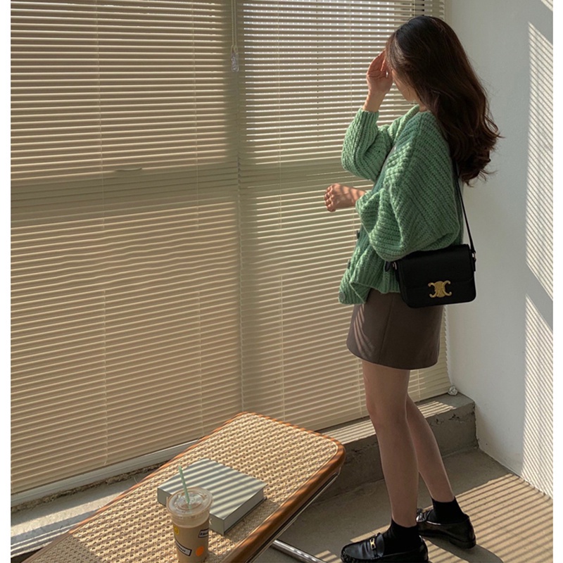 DUNEA Áo Khoác Cardigan Dệt Kim Tay Dài Phong Cách Hàn Quốc Cổ Điển 6 Màu Lựa Chọn