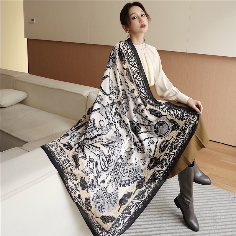 Khăn Choàng Cổ Vuông Vải Lụa In Họa Tiết Thời Trang WJ1014-122 Kích Thước 110x110cm