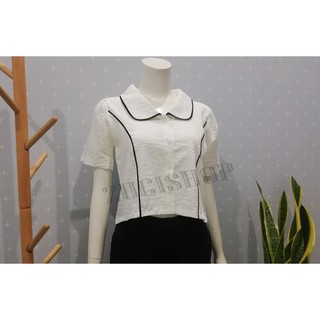 Áo kiểu sơ mi cổ sen - freesize