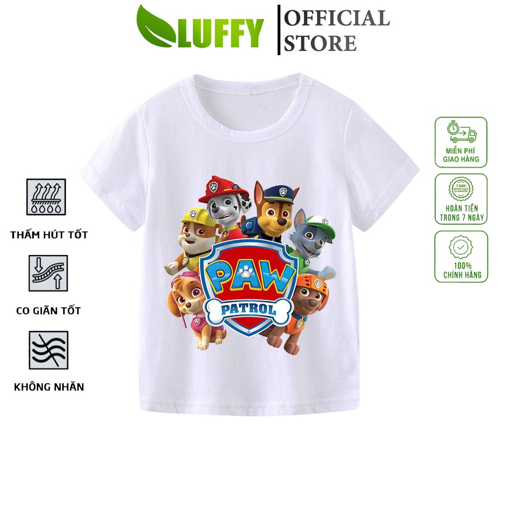 Áo thun bé trai Luffy Store cộc tay in hình Đội Chó Cứu Hộ chất cotton thoáng khí Quần áo trẻ em từ 8-35kg ALUF10