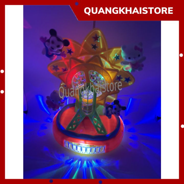 Đồ chơi lồng đèn trung thu cho bé gái hình công viên kitty và mickey có pin nhạc đèn
